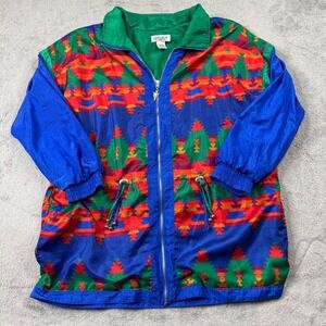 Lady Lavon Windbreaker Jacket Women 1X Multicolor Vintage Southwestern Zip
